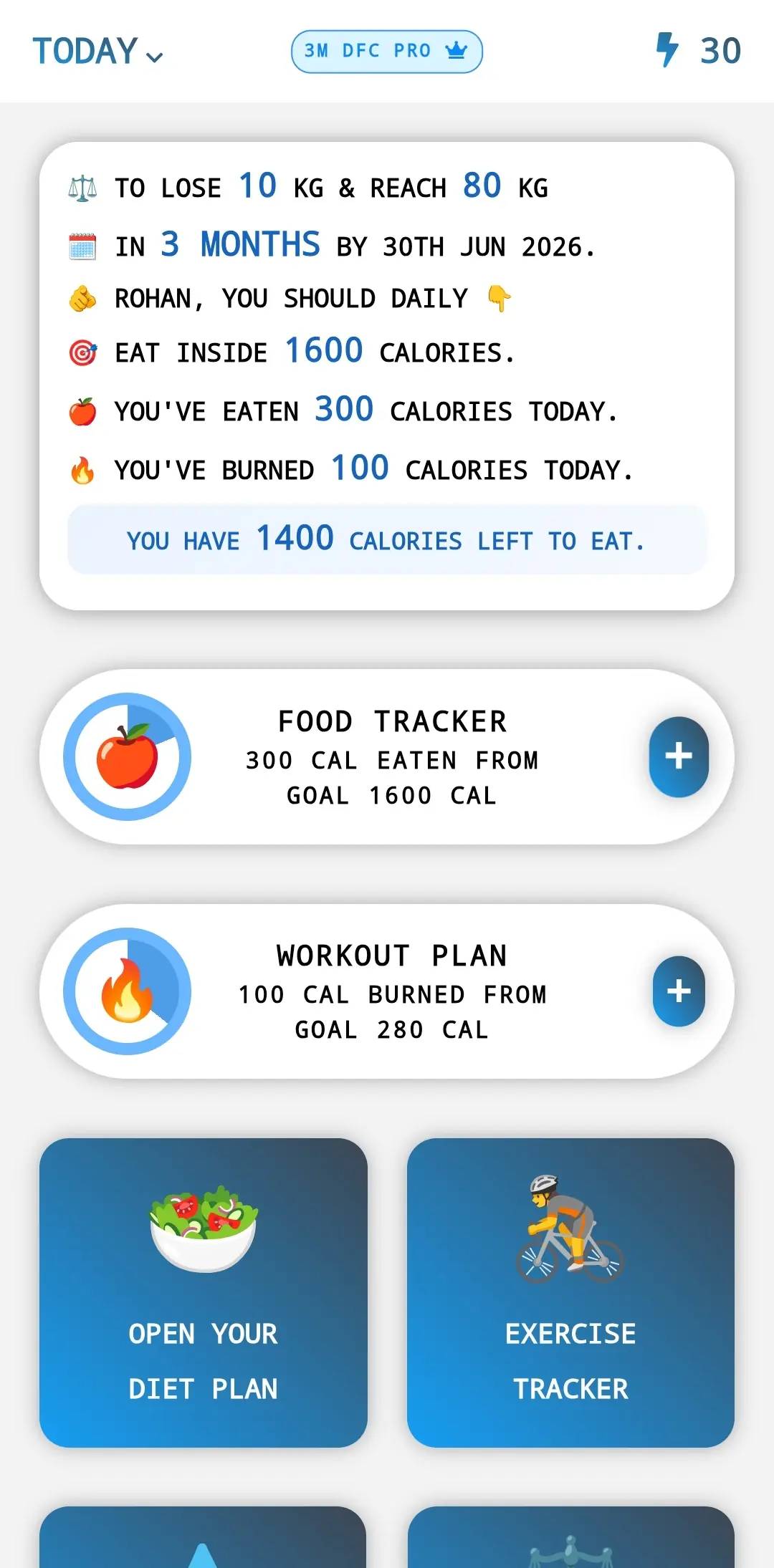 DFC Premium Dashboard Screen