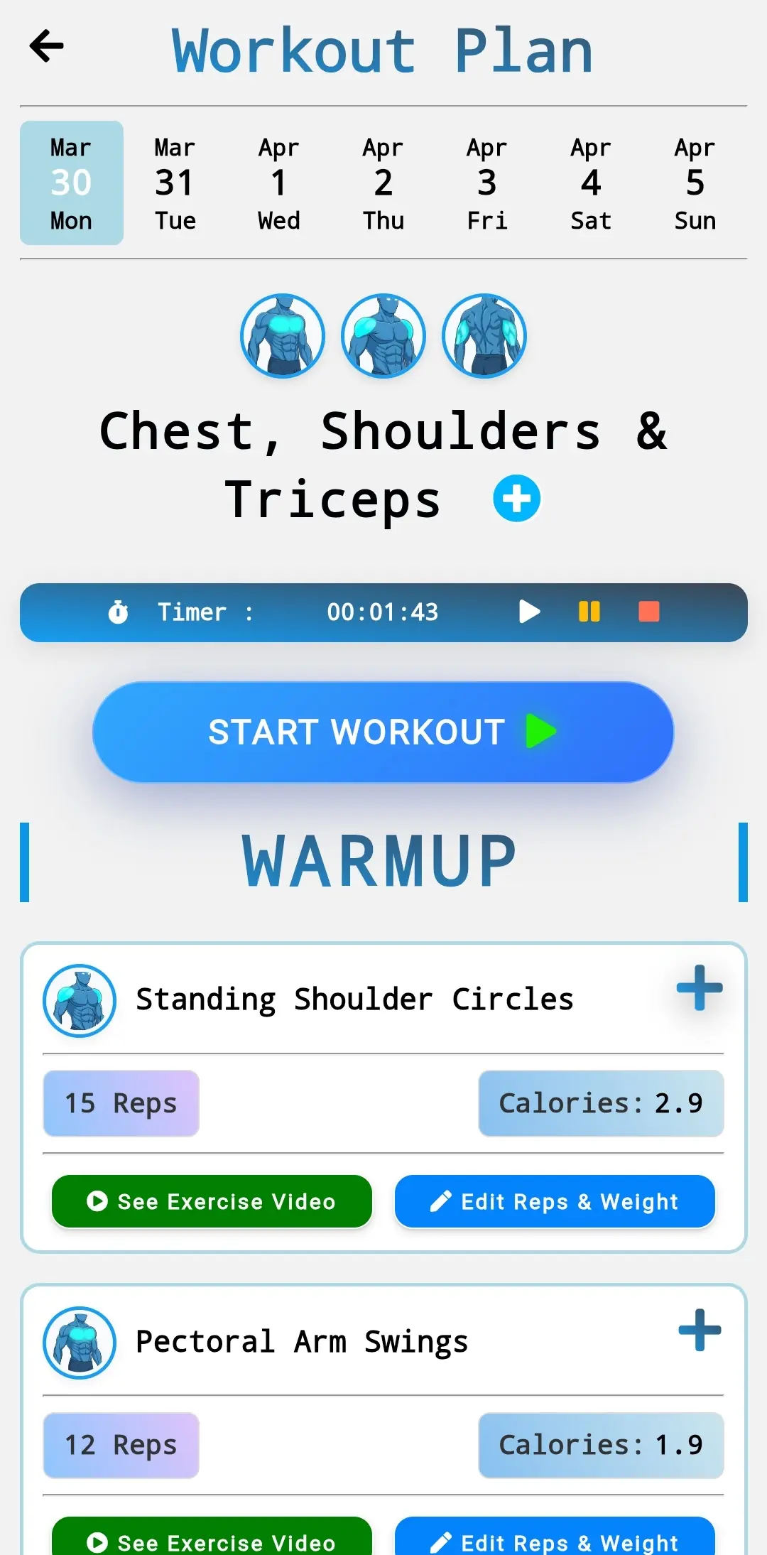 DFC Workout Plan Screen